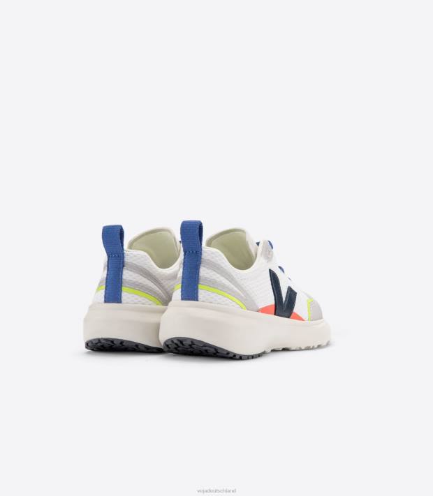 Schuhe VHJD381 Kinder Veja Kanarische elastische Schnürsenkel Alveomesh weiß Nautico