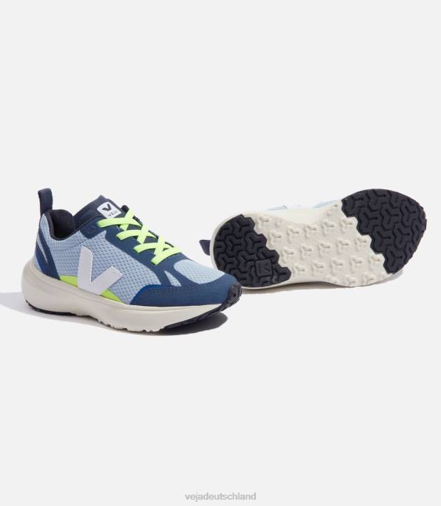 Schuhe VHJD383 Kinder Veja Kanarische elastische Schnürsenkel Alveomesh Stahl weiß