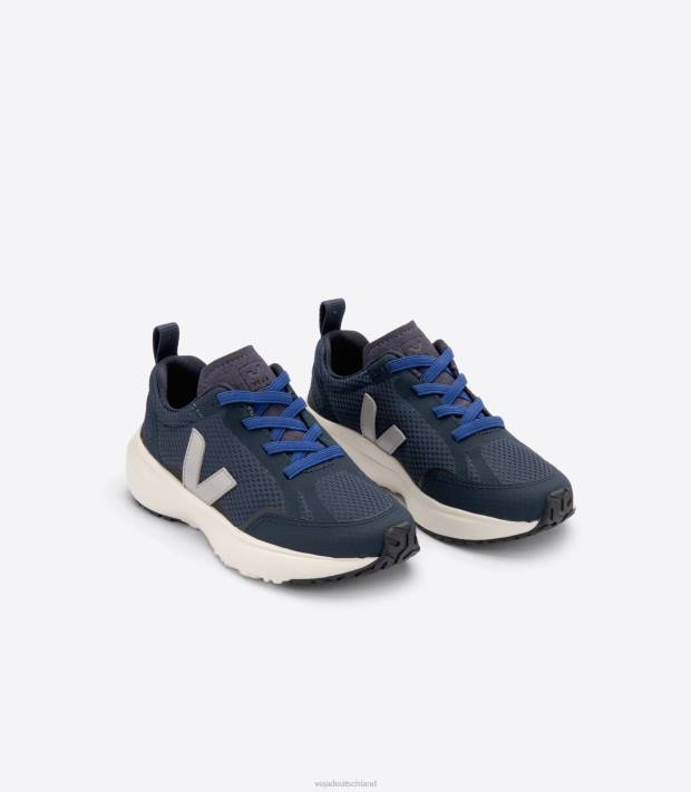Schuhe VHJD384 Kinder Veja Kanarische elastische Schnürsenkel Alveomesh Nautico Oxford Grau