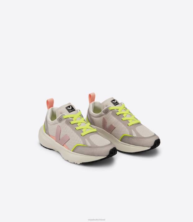 Schuhe VHJD388 Kinder Veja Kanarische elastische Schnürsenkel, Alveomesh, natürliches Babe
