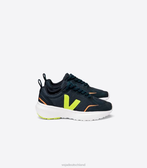 Schuhe VHJD389 Kinder Veja Kanarische Schnürsenkel Alveomesh Nautico Jaune Fluo