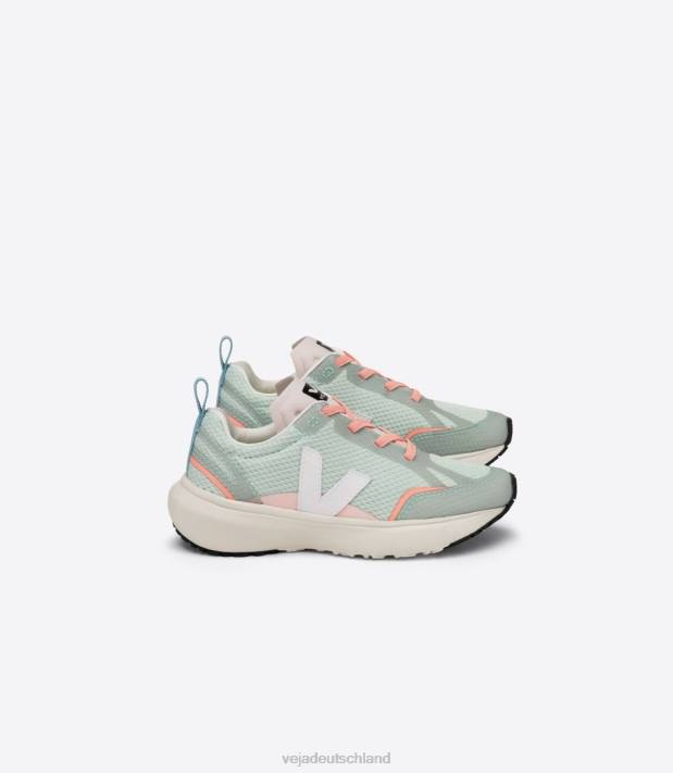 Schuhe VHJD390 Kinder Veja Kanarische elastische Schnürsenkel Alveomesh Matcha weiß