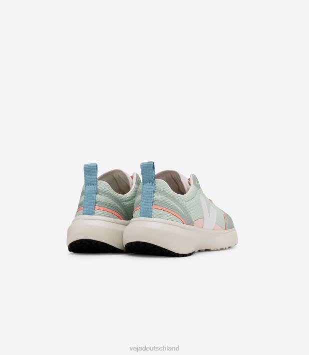 Schuhe VHJD390 Kinder Veja Kanarische elastische Schnürsenkel Alveomesh Matcha weiß