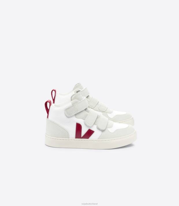Schuhe VHJD343 Kinder Veja V-10 Mid B-Mesh, weißes Marsala