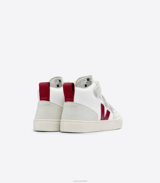 Schuhe VHJD343 Kinder Veja V-10 Mid B-Mesh, weißes Marsala