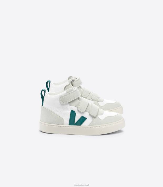 Schuhe VHJD344 Kinder Veja V-10 Mid B-Mesh, weiße Bretagne