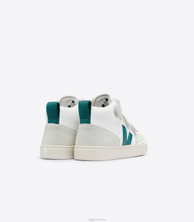 Schuhe VHJD344 Kinder Veja V-10 Mid B-Mesh, weiße Bretagne