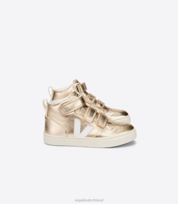 Schuhe VHJD347 Kinder Veja v-10 mid chromfreies leder platine weiß