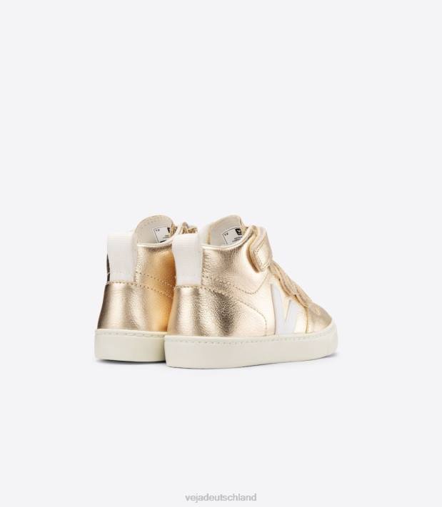 Schuhe VHJD347 Kinder Veja v-10 mid chromfreies leder platine weiß