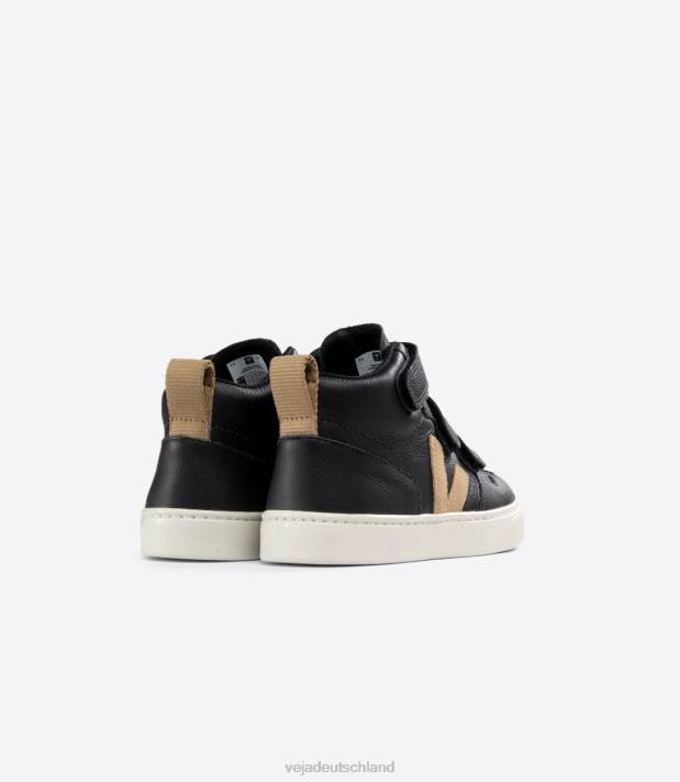 Schuhe VHJD348 Kinder Veja V-10 Mid Chromefree Leder Black Dune