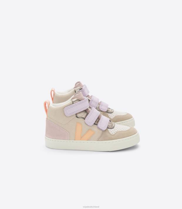 Schuhe VHJD350 Kinder Veja V-10 Mid Wildleder Multico Mandelpfirsich