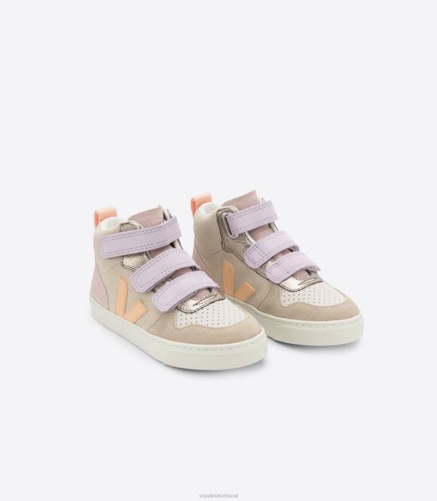 Schuhe VHJD350 Kinder Veja V-10 Mid Wildleder Multico Mandelpfirsich