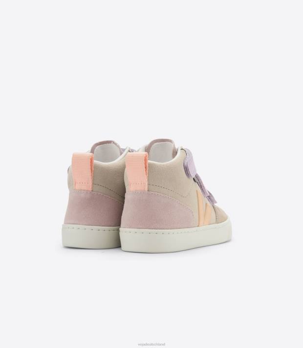 Schuhe VHJD350 Kinder Veja V-10 Mid Wildleder Multico Mandelpfirsich