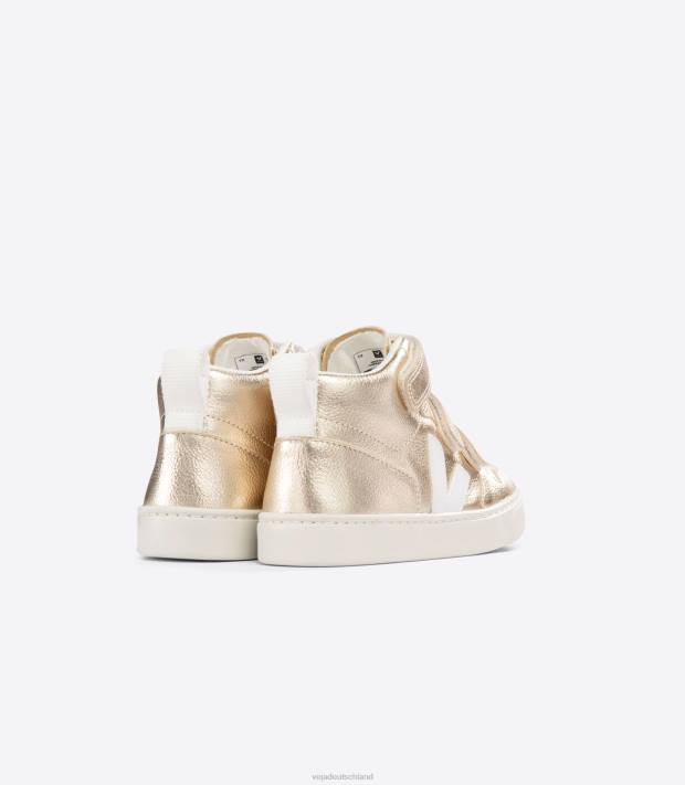 Schuhe VHJD351 Kinder Veja v-10 mid chromfreies leder platine weiß