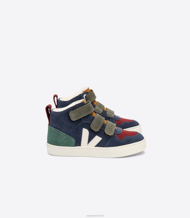 Schuhe VHJD352 Kinder Veja V-10 Mid Fured Wildleder Multico Nautico Zypern