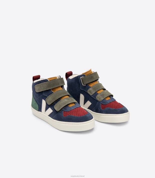 Schuhe VHJD352 Kinder Veja V-10 Mid Fured Wildleder Multico Nautico Zypern