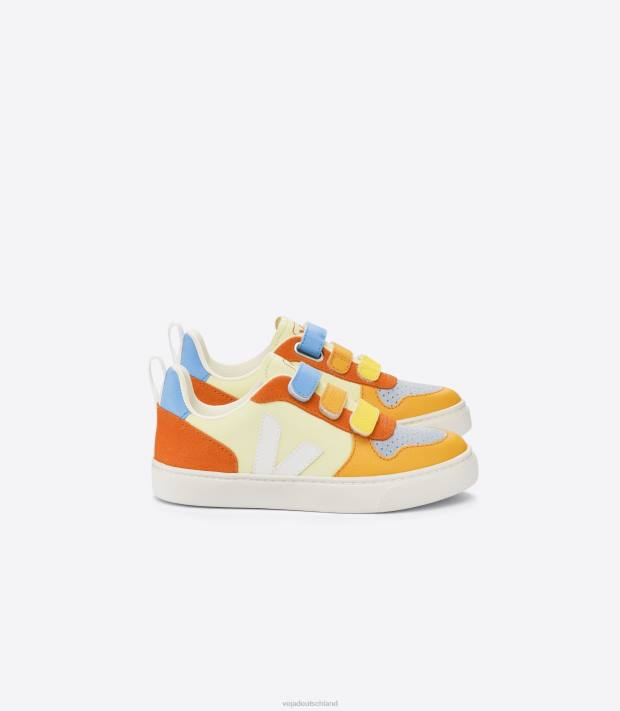 Schuhe VHJD353 Kinder Veja V-10 Chromfreies Leder Multico Sun