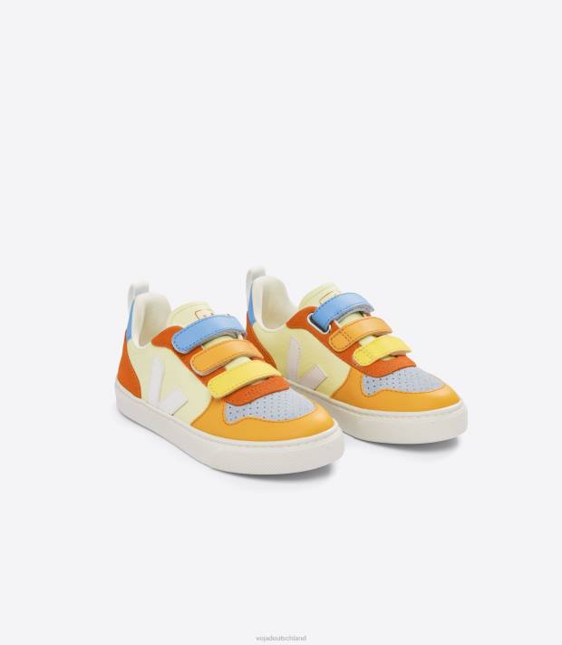 Schuhe VHJD353 Kinder Veja V-10 Chromfreies Leder Multico Sun