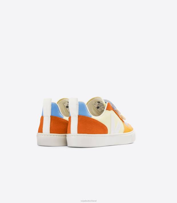 Schuhe VHJD353 Kinder Veja V-10 Chromfreies Leder Multico Sun