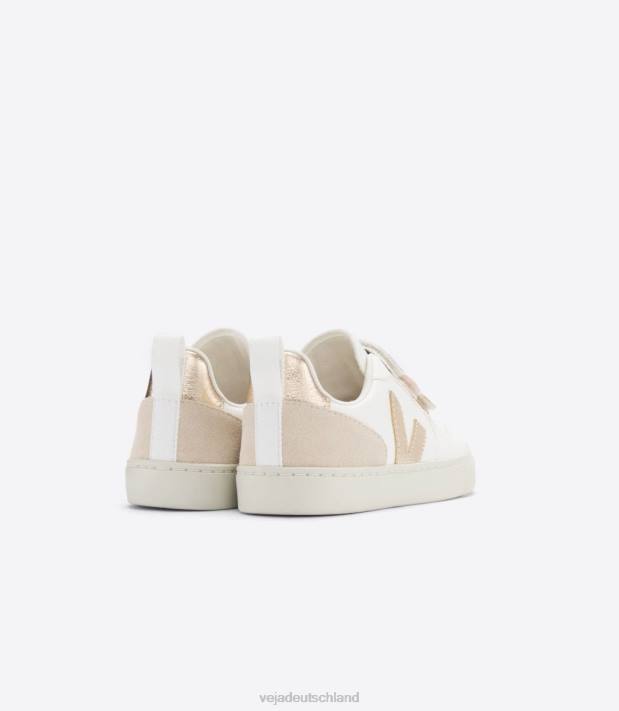 Schuhe VHJD355 Kinder Veja V-10 Chromfreies Leder Multicoweiß glänzend