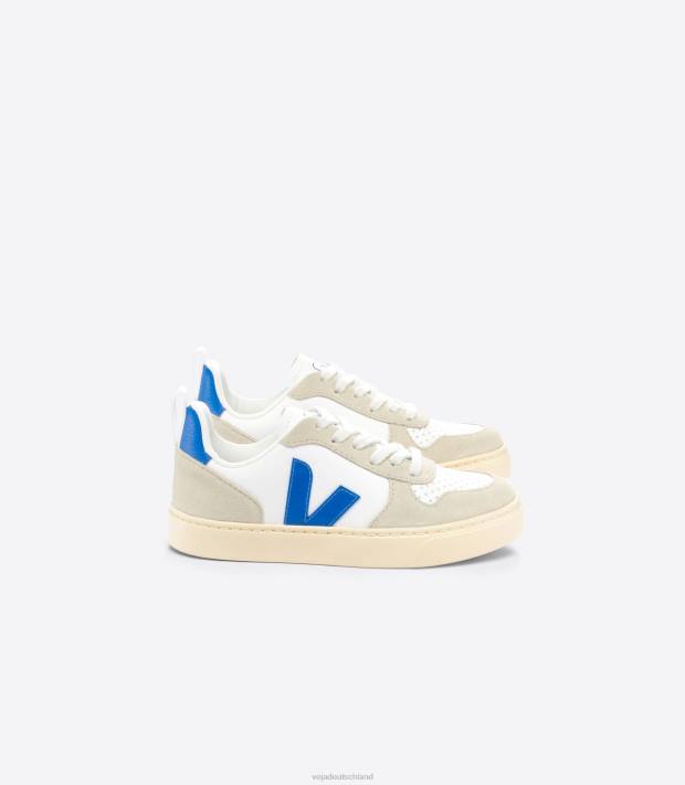 Schuhe VHJD356 Kinder Veja V-10 chromfreies Leder, weiß, Paros, Mandel