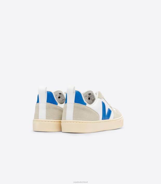 Schuhe VHJD356 Kinder Veja V-10 chromfreies Leder, weiß, Paros, Mandel