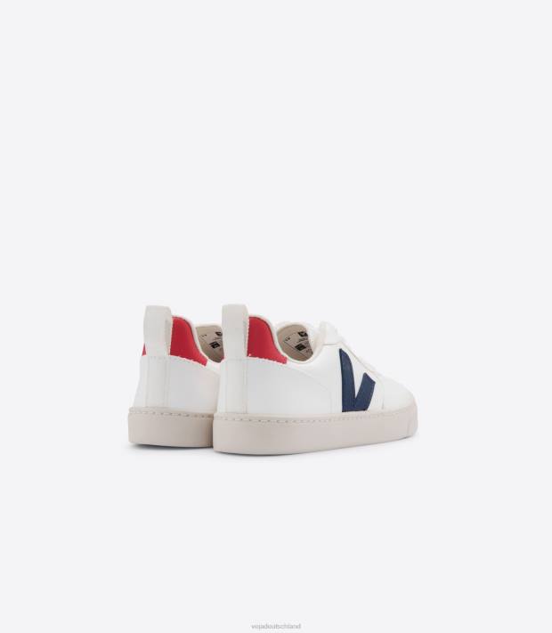 Schuhe VHJD365 Kinder Veja V-10 Schnürsenkel cwl weiß kobalt pekin