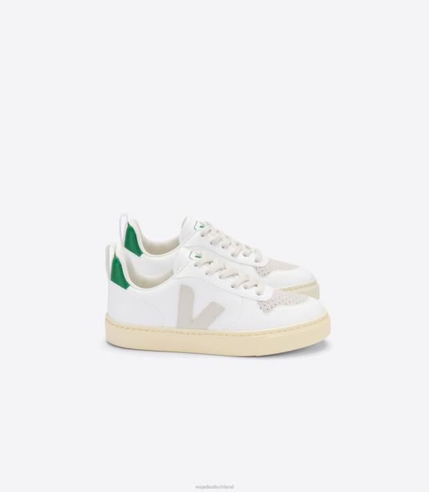Schuhe VHJD366 Kinder Veja V-10 Schnürsenkel cwl weiß Pierre Smaragd