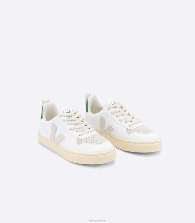 Schuhe VHJD366 Kinder Veja V-10 Schnürsenkel cwl weiß Pierre Smaragd