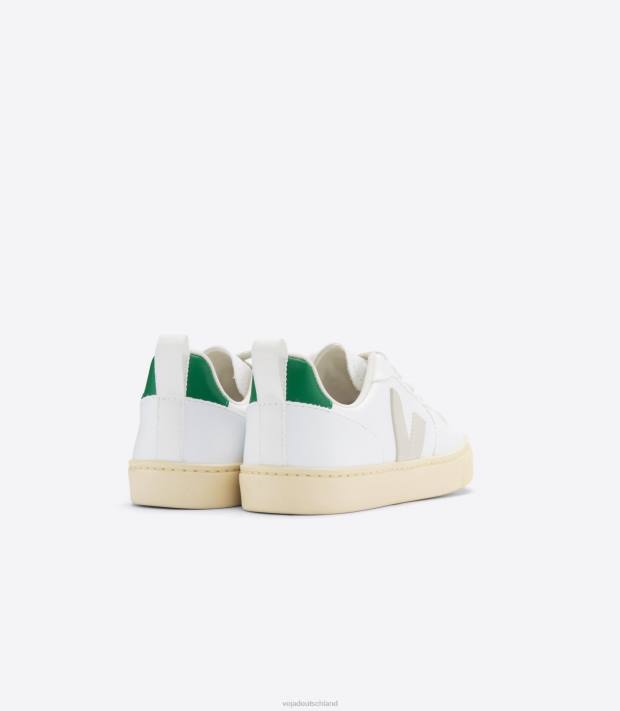 Schuhe VHJD366 Kinder Veja V-10 Schnürsenkel cwl weiß Pierre Smaragd