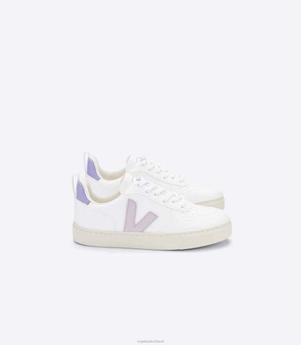 Schuhe VHJD369 Kinder Veja V-10-Schnürsenkel CWL White Parme Lavande