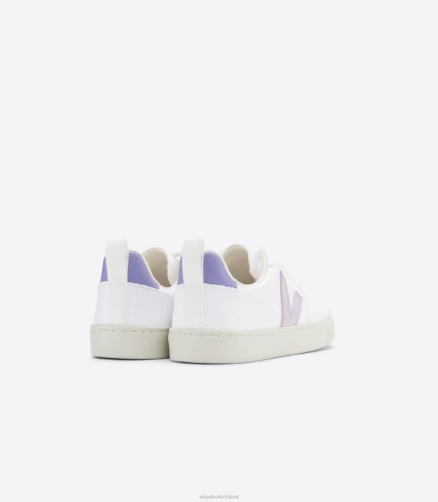 Schuhe VHJD369 Kinder Veja V-10-Schnürsenkel CWL White Parme Lavande