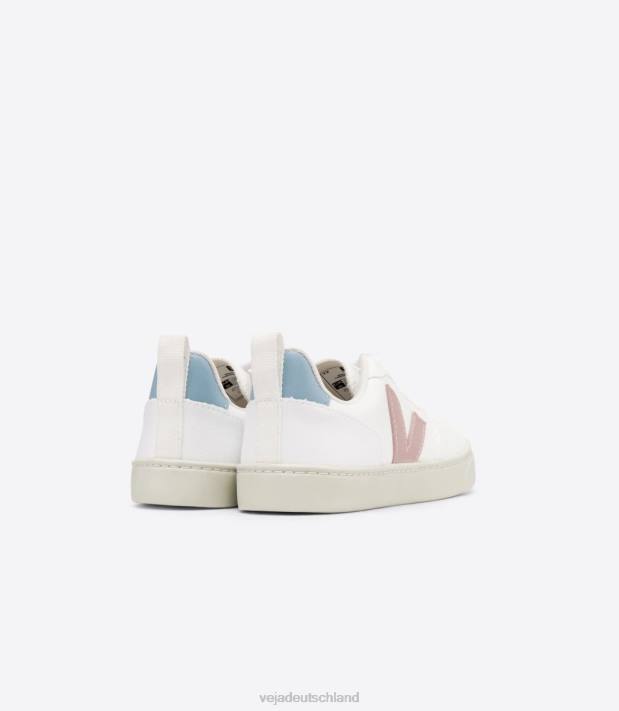 Schuhe VHJD370 Kinder Veja V-10 Schnürsenkel CWL Weiß Babe Blau