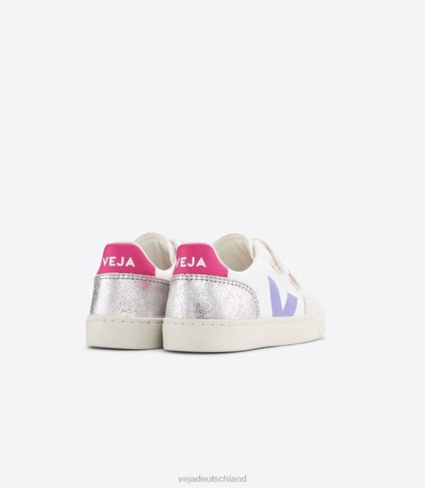 Schuhe VHJD307 Kinder Veja V-12 Chromfreies Leder Multico Silber