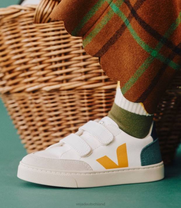 Schuhe VHJD308 Kinder Veja V-12 Chromfreies Leder Multico Brittany