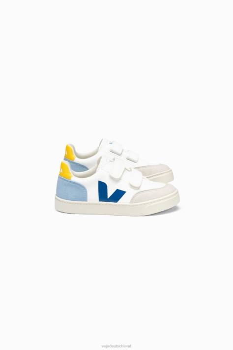 Schuhe VHJD309 Kinder Veja V-12 Chromfreies Leder Weiß Multico