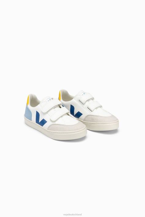 Schuhe VHJD309 Kinder Veja V-12 Chromfreies Leder Weiß Multico