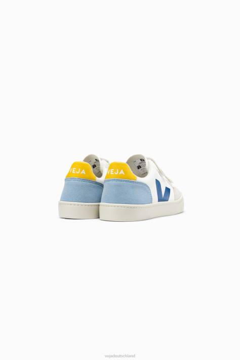 Schuhe VHJD309 Kinder Veja V-12 Chromfreies Leder Weiß Multico