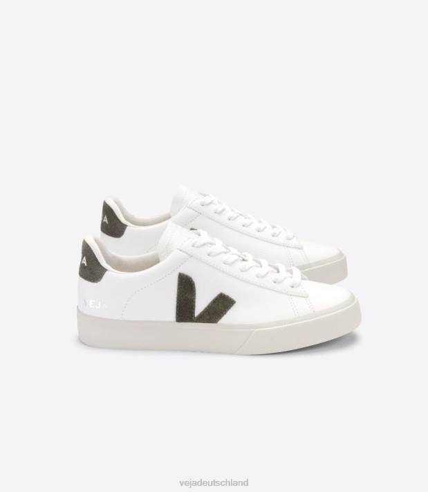 Schuhe VHJD12 Männer Veja Campo chromfreies Leder kakiweiß