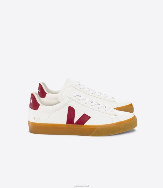 Schuhe VHJD13 Männer Veja Campo chromfreies Leder weiß marsala natur