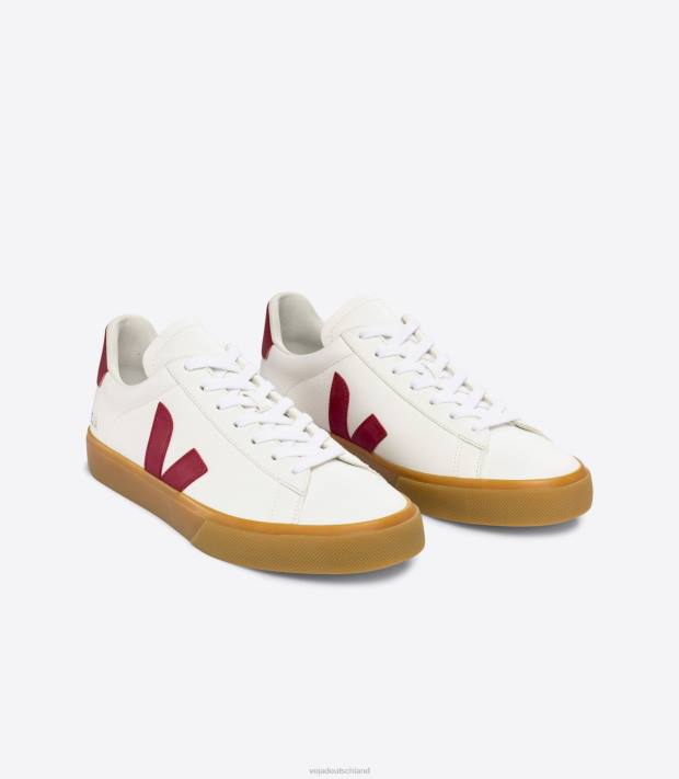 Schuhe VHJD13 Männer Veja Campo chromfreies Leder weiß marsala natur