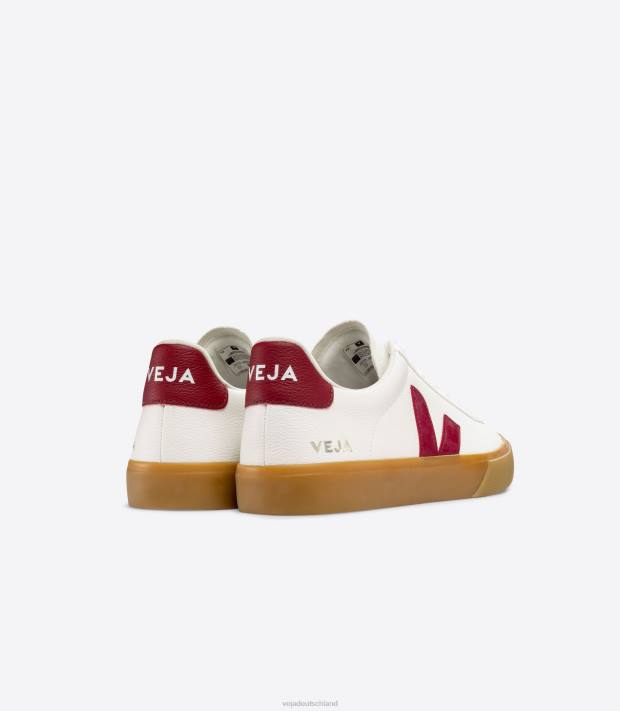 Schuhe VHJD13 Männer Veja Campo chromfreies Leder weiß marsala natur