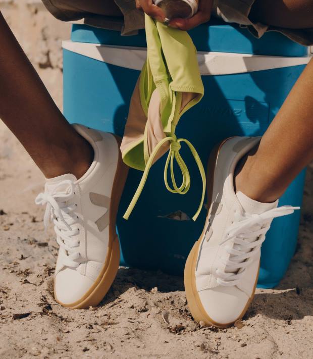 Schuhe VHJD14 Männer Veja Campo chromfreies Leder weiß natur natur