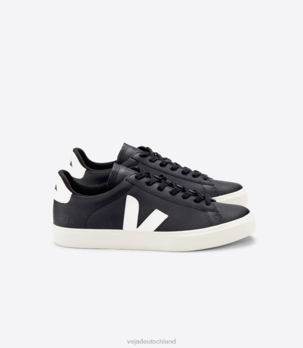 Schuhe VHJD15 Männer Veja Campo chromfreies Leder schwarz weiß