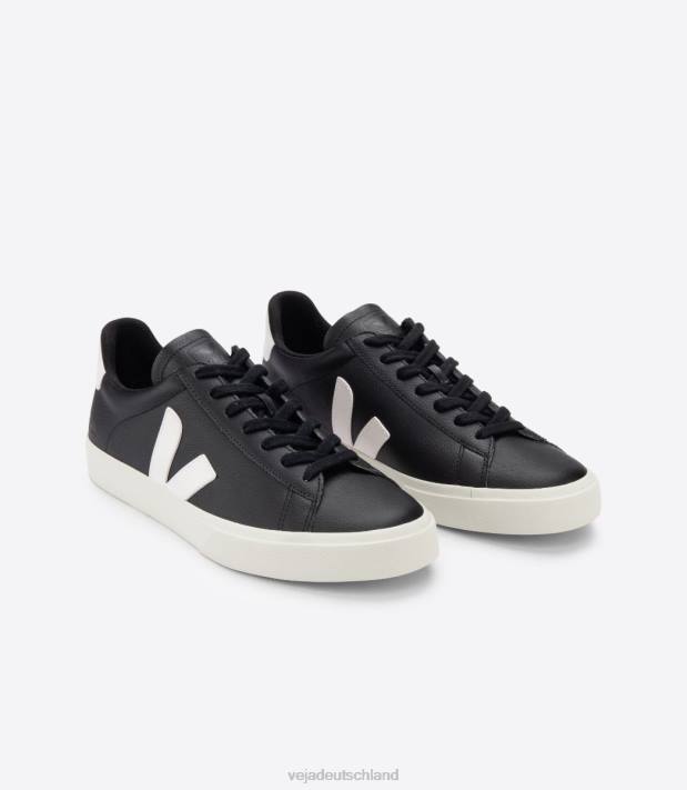 Schuhe VHJD15 Männer Veja Campo chromfreies Leder schwarz weiß