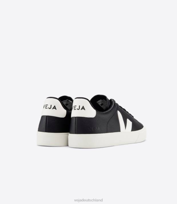 Schuhe VHJD15 Männer Veja Campo chromfreies Leder schwarz weiß