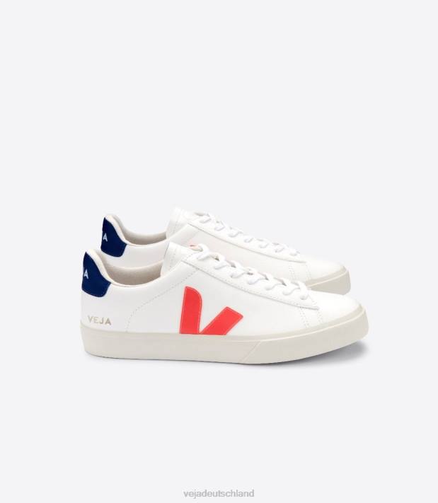 Schuhe VHJD16 Männer Veja Campo chromfreies Leder weiß orange fluo
