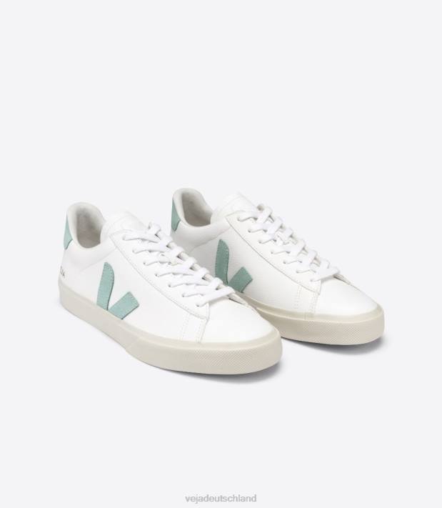 Schuhe VHJD17 Männer Veja Campo chromfreies Leder weiß Matcha