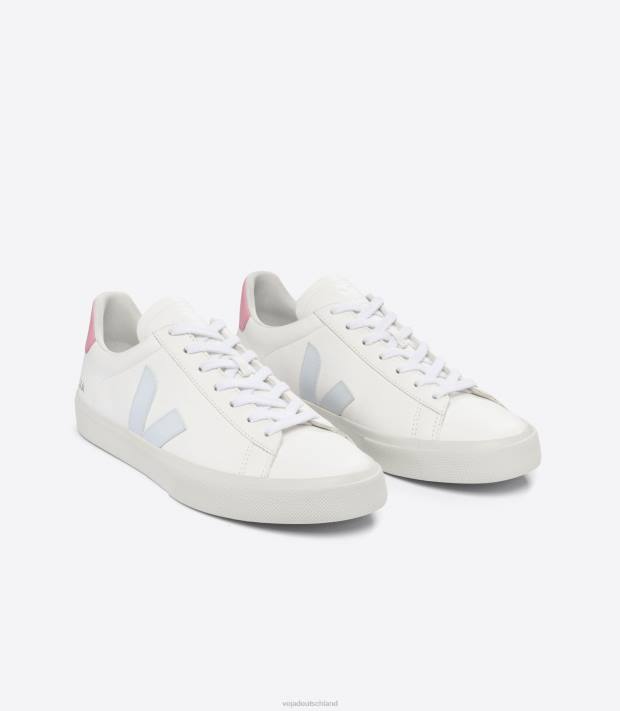 Schuhe VHJD18 Männer Veja Campo chromfreies Leder White Ice Guimauve
