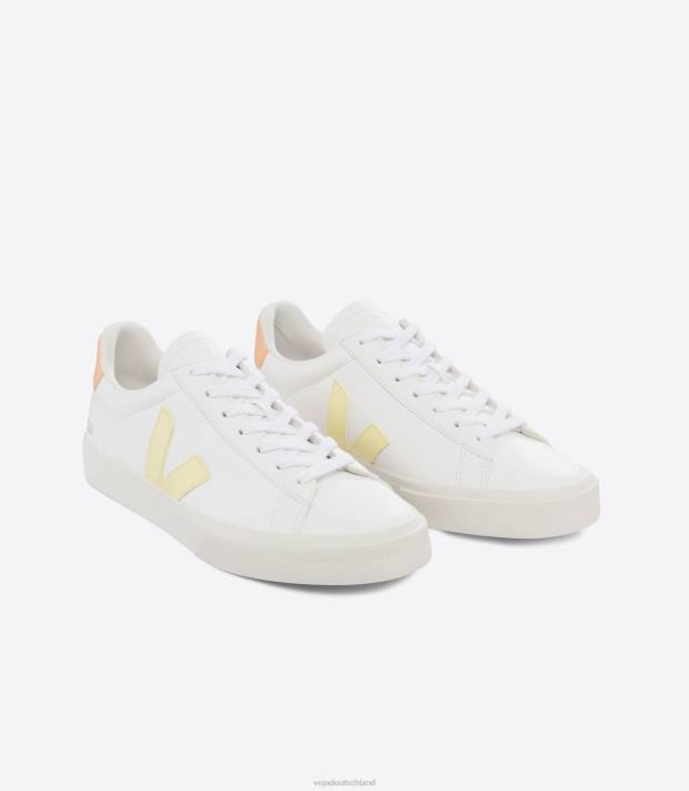 Schuhe VHJD19 Männer Veja Campo Chromfreies Leder Weiß Sonnenpfirsich